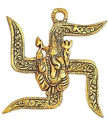 Shree Ganesha Om & Swastik Wall Hanging Showpiece (Pack of 1)