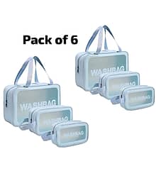 SET OF 6 | Makeup Pouch Set, Cosmetic Organizer Bag for Women and Girls Travel Waterproof Toiletry Storage Kit
