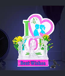 SHUBHSAN Best Wishes LED Crystal Love Couple Showpiece Light | Decorative Night Lamp for Home, Bedroom, Gift | Valentine, Anniversary, Wedding Gift (M