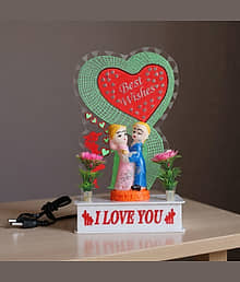 SHUBHSAN Romantic Couple LED Showpiece with Best Wishes Base | Decorative Night Lamp for Bedroom & Living Room | Anniversary Wedding Valentine Gift fo