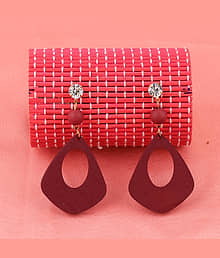 SILVER SHINE Attractive Diamond Wooden Light Weight Earrings for Girls and Women.