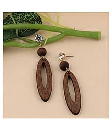 SILVER SHINE Designer Wooden Light Weight Dangler Wooden Earrings For Girls and Women