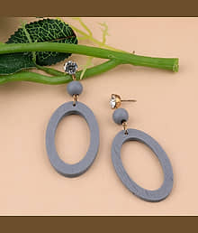 SILVER SHINE Diamond Wooden Light Weight Dangle Earrings for Girls and Women.