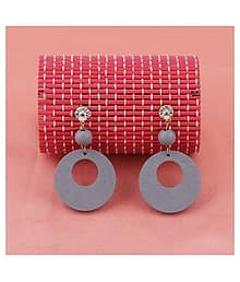 SILVER SHINE Handmade Designer Diamond Wooden Light Weight Earrings for Girls and Women.