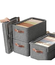 SKYVILLA Foldable Wardrobe Organizer for Clothes Toys and Books Smart Space-Saving Storage Box for Efficient Organization Ideal for Closets (26 LTR ST