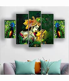SNDArt Set Of 5 Radha Krishna Wall Paintings For Wall Decor 18 x 30 inch