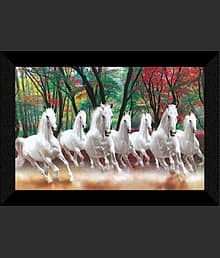 SNDArt - Vastu 7 Ruuning Horses Painting With Frame For Wall Decor Gift Items 11 x 14 inch