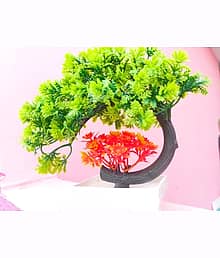 SSE Bonsai Artificial Plant with Pot (20 cm, Green)