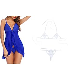 SSoShHub Multicolor Polyester Women Baby Doll Dress Without Panty