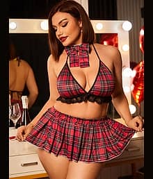 SSoShHub Red Cotton Blend Women Baby Doll Dress Without Panty