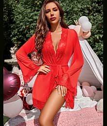 SSoShHub Red Polyester Women Baby Doll Dress Without Panty
