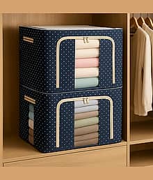 SWIREUK Wardrobe Organizer Box with Lid, Saree Covers/Foldable Organizer for Clothes and Blankets/Under Bed Closet Storage/almirah organizer for Saree