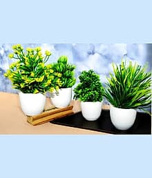 Sanol Artificial Plants With Pot/Vase For Home Decoration Bonsai Wild Artificial Plant with Pot (18 cm, Multicolor)