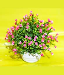 Sanol decoration living room flower vase pot artificial flower home decoration Bonsai Wild Artificial Plant with Pot (18 cm, Pink)