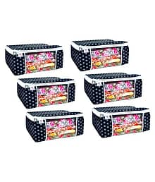 SH. NASIMA Non Woven Printed Saree Cover Bag Wardrobe with Transparent Window( Pack of 6, Black)