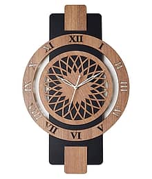 Singh Brothers Circular Analog Wall Clock Wooden-Without Glass ( 48 x 3 cm )