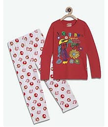 Sini Mini Pack of 1 Girls Cotton Top With Pajama ( Dark Red )