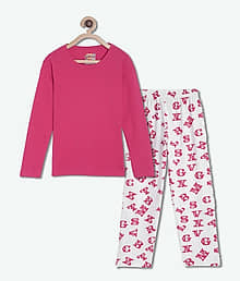 Sini Mini Pack of 1 Girls Cotton Top With Pajama ( Pink )