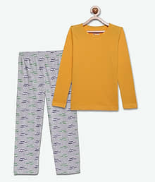 Sini Mini Pack of 1 Girls Cotton Top With Pants ( Yellow )