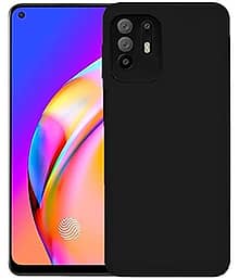 Spectacular Ace - Black Silicon Plain Cases Compatible For Oppo F19 Pro Plus 5G ( Pack of 1 )