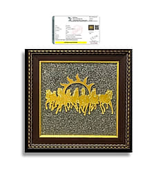 Spiry 7 Horses with Sun Pyrite Frame | Certified Original Pyrite Frame Vastu Wall Decor for Good Luck, Prosperity & Success | Running Horses Photo Fra
