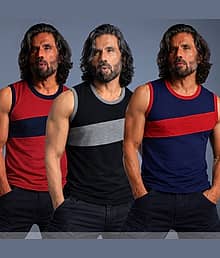 SportZone Pack of 1 Cotton Blend Gym Vest For Men ( Multicolor )