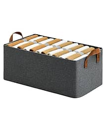 Sunesh Creation Wardrobe Organizer for Clothes with Metal Frame Rectangle Storage Baskets for Clothing Fabric Storage Bag with Handles Shelf Basket fo