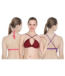 TCG Pack of 3 Cotton Lycra Non Padded Women's Seamless Bra ( Multi Color )