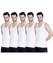 TF Pack of 5 Cotton Blend Basic Vest For Men ( White )