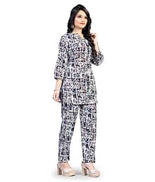 THE PRIVATE LABLE Women Printed Tunic With Trousers Co-Ord Set ( Black )