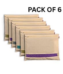 THRIFTKART - 6PC Cotton Eco-friendly and reusable Saree Covers With Premium Zipper Closure/Saree Bags/Clothes Covers Organizer for Wardrobe and Giftin