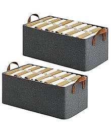 THRIFTKART-Pack Of 2 Wardrobe Organizer for Clothes with Metal Frame,Drawer Organizer,Cupboard Cloth Organizer For Wardrobe,Storage Baskets for Clothi