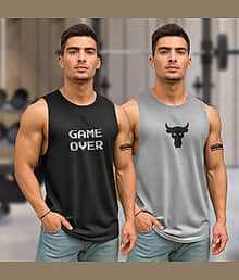Tenrun Pack of 2 Polyester Basic Vest For Men ( Multi )