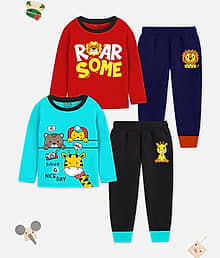 Trampoline Pack of 1 Boys Cotton Blend Nightsuit Set ( Multicolor 1 )