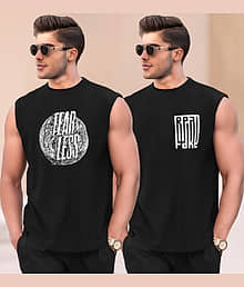 Tripr Pack of 2 Cotton Blend Basic Vest For Men ( Dark Indigo )