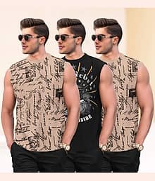 Tripr Pack of 3 Cotton Blend Basic Vest For Men ( Multicolor )