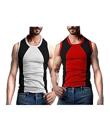 VEE SAA Pack of 2 Cotton Gym Vest For Men ( Multicolor )