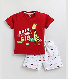 VELION Pack of 1 Baby Boys Cotton Blend T-Shirt & Shorts Set ( Red )