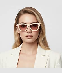 VINSEE Cream Cat Eye Sunglasses ( Pack of 1 )