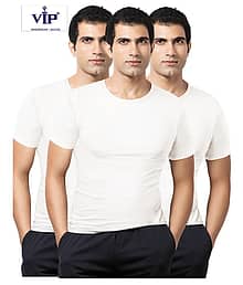 VIP White Half Sleeve Vests Pack of 3