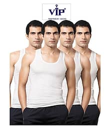 VIP White Sleeveless Vests Pack of 4