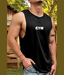 VTSports Pack of 1 Polyester Gym Vest For Men ( Black )