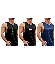 VTSports Pack of 3 Polyester Gym Vest For Men ( Multicolor )