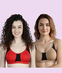 Vanila Pack of 2 Cotton Non Padded Sports Bra For Women ( Multicolor 5 )