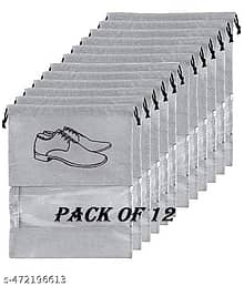 Ved Creation PACK OF 12 | Shoe Cover Bag | Travel Shoe Storage Bags | Non-Woven Storage Bag | Shoe Cover with Drawstring | Shoe Organizer with Clear w