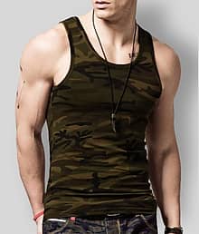 Veirdo Pack of 1 Cotton Sleeveless Vest For Men ( Multicolor )