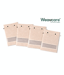 WEAVCARE (SET OF 4)COTTON SAREE COVER BAGS WITH BUTTON AND TRANSPERANT WINDOW FOR WARDROBE STORAGE - SAREE ORGANIZER BAGS/COVERS