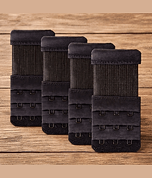 Women Bra Extender 3 Hooks Adjustable Strap Extension – Soft Comfortable Fabric – Black (Pack of 4)