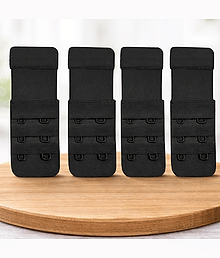 Women Bra Strap Extender 2 Hooks – Adjustable Bra Extension Band, Elastic Back Size Extender for Comfortable Fit (Black, Pack of 4)