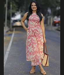 YAGNIK FASHION Rayon Printed Kurti With Palazzo Women's Stitched Salwar Suit - Pink ( Pack of 1 )